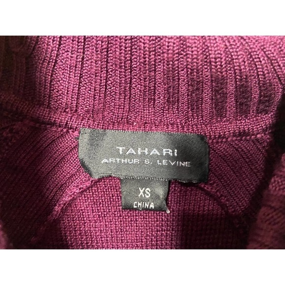 Tahari Arthur S. Levine Purple Wool Blend Sweater Dress XS - Picture 3 of 6